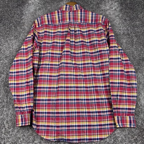 Polo Ralph Lauren Button Down Shirt Men's Large Pink Plaid Flesh Pony Preppy - Picture 4 of 8